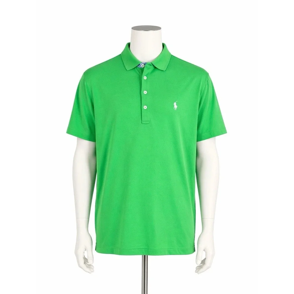 Polo Ralph Lauren Polo Golf Shirt Men's XL Green Tailored Fit Stretch Rugby Knit
